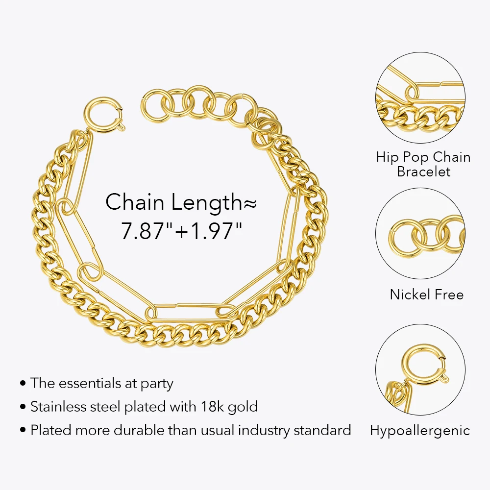 ENFASHION Hip Hop Chain Bracelet For Women Pulseras Stainless Steel 18K Gold Plated Bracelets Halloween Fashion Jewelry B192073
