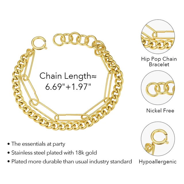 ENFASHION Hip Hop Chain Bracelet For Women Pulseras Stainless Steel 18K Gold Plated Bracelets Halloween Fashion Jewelry B192073