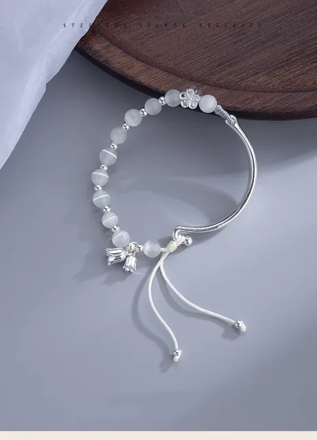 925 Sterling Silver Flower Half Bracelet & Bangle For Women Vintage Temperament Versatile Fine Jewelry Wedding Party Gift