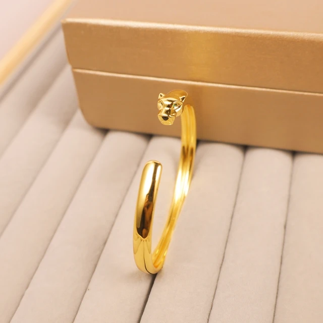 Hot selling 925 sterling silver smooth leopard head opening bracelet, classic fashion brand banquet luxury jewelry