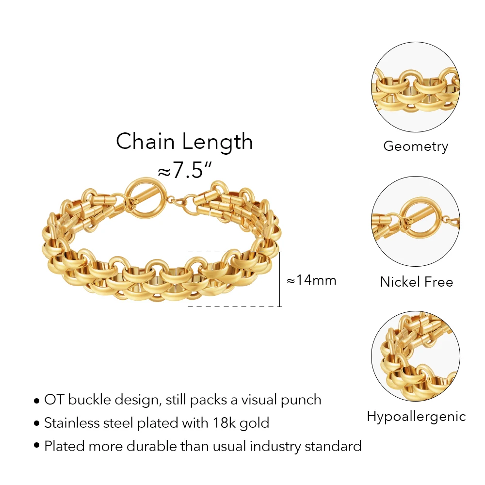 ENFASHION OT Buckle Geometry Oval Bracelet For Women's Pulseras Stainless Steel Fashion 18k Plated Jewelry Trendy Elegant 2376