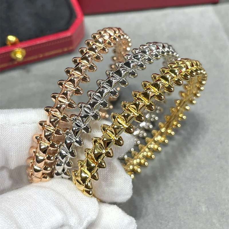 Hot selling  925 sterling silver rivet bracelet for women's punk fashion personality luxury brand jewelry party gift
