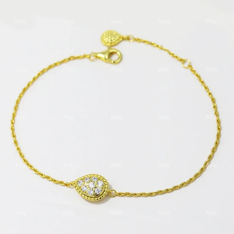 925 Sterling Silver Zircon Water Droplet Bracelet Simple Fashion Brand Party Luxury Jewelry