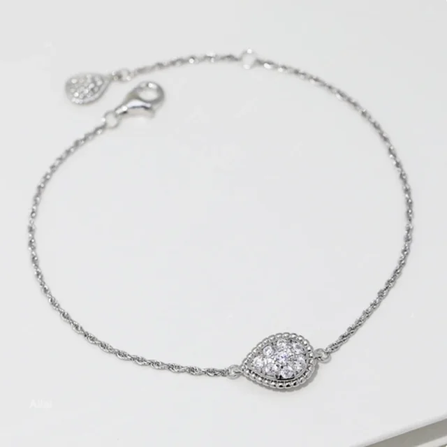 925 Sterling Silver Zircon Water Droplet Bracelet Simple Fashion Brand Party Luxury Jewelry