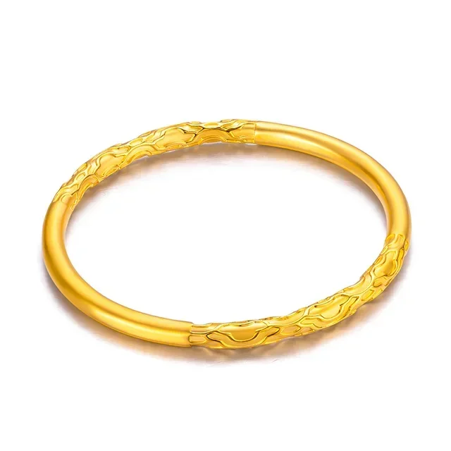 Gold shop with 999 real gold women's 5D gold ancient Xiangyun closed bracelet 24K ancient French bracelet
