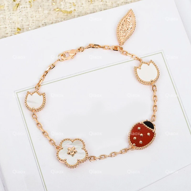 Hot selling new rose gold plum flower Ladybug bracelet Ladies fashion sweet temperament luxury brand jewelry party gift