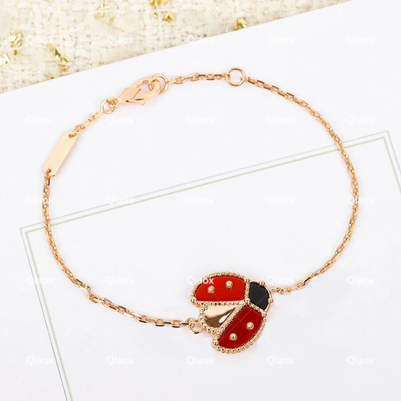 Hot selling new rose gold plum flower Ladybug bracelet Ladies fashion sweet temperament luxury brand jewelry party gift