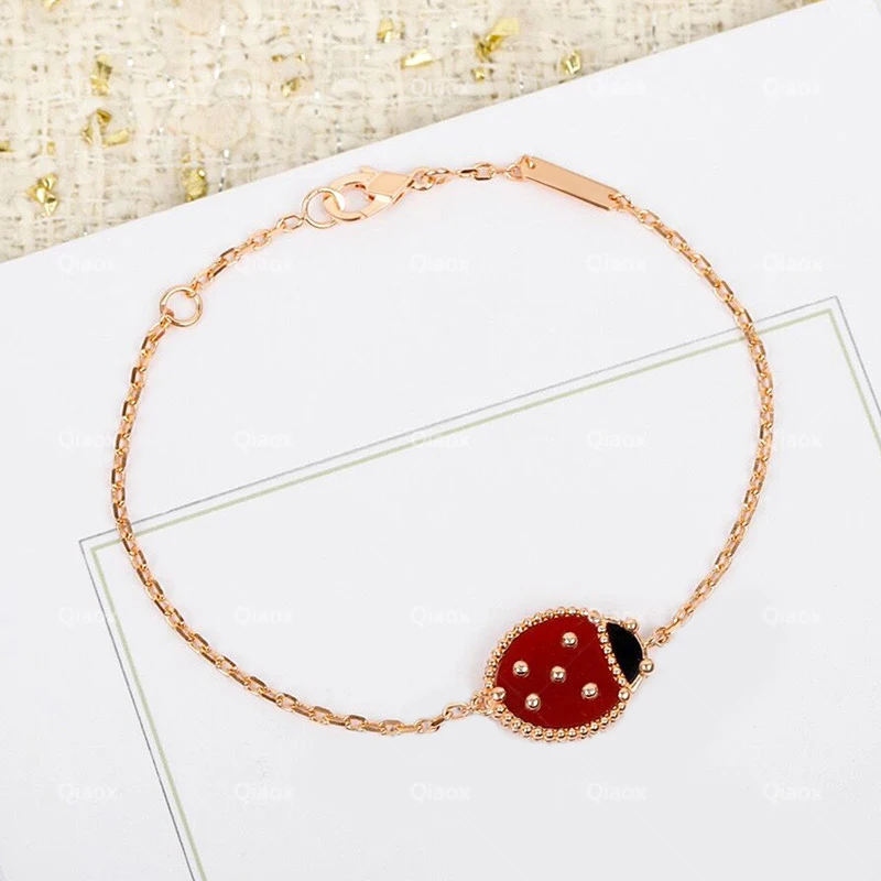 Hot selling new rose gold plum flower Ladybug bracelet Ladies fashion sweet temperament luxury brand jewelry party gift
