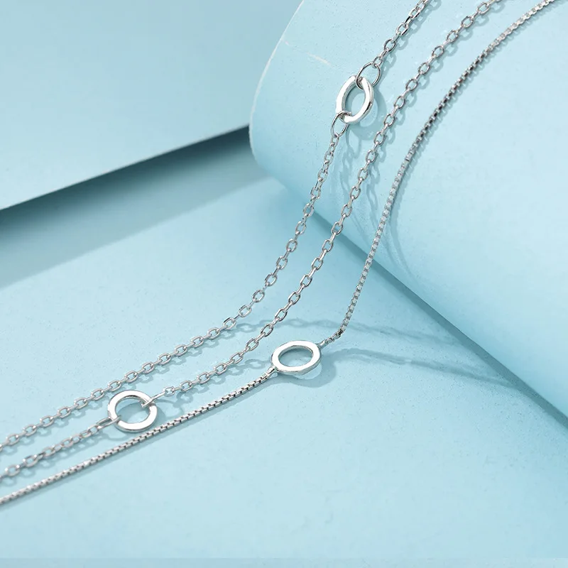 VENTFILLE 925 Sterling Silver Three-Layer Chain Circle Bracelet For Women Simple Exquisite Gift Wedding Accessories