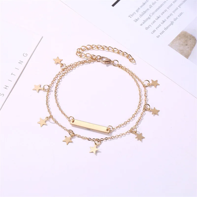 Fashionable and Trendy Beaded Double-layer Butterfly Anklet, Summer Travel Personalized Women's Casual Beach Anklet