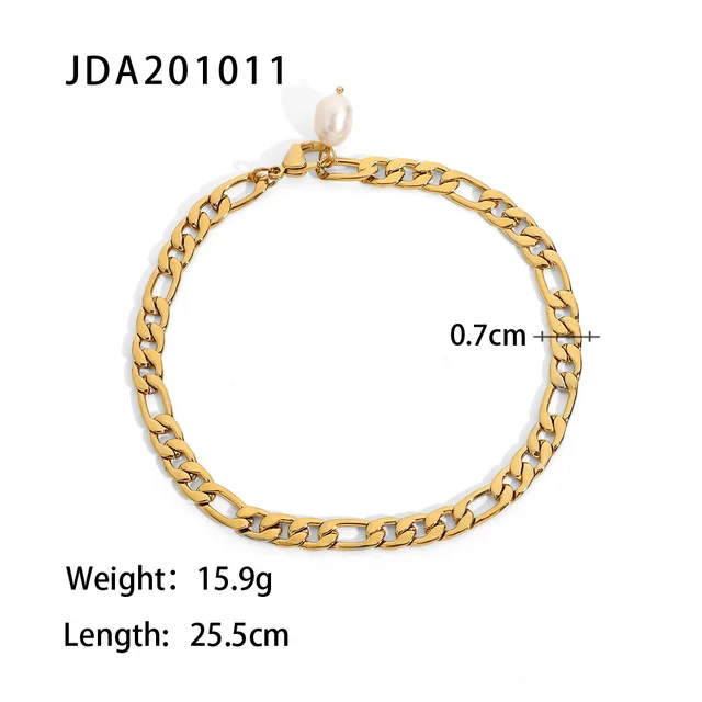 Uworld Statement gold Figaro Chain freshwater pearl Anklet Foot Jewelry Gold Plated 316L Stainless Steel summer AnkletProduct se
