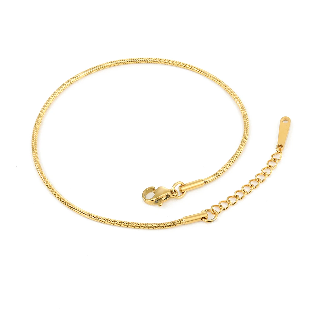 Orazio Adjustable Anklet Bracelet for Women Stainless Steel Gold-plate Snake Chain Foot Summer Waterproof Jewelry Wholesale