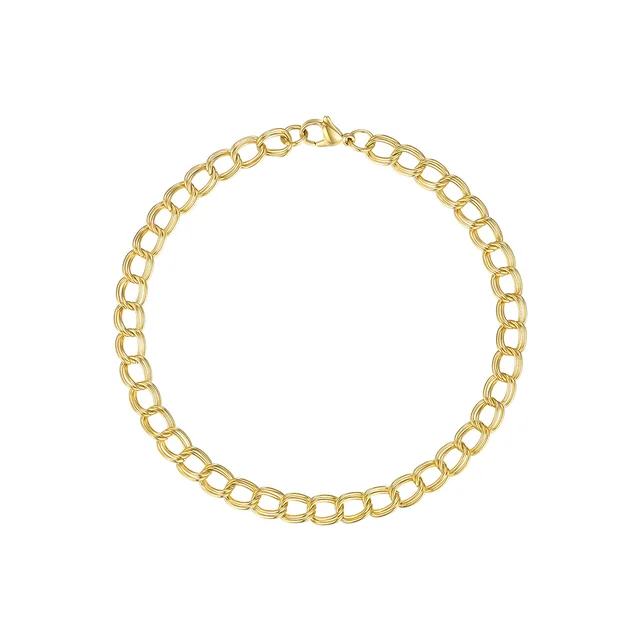 ENFASHION Simple Link Chain Anklet Bracelet Gold Color Stainless Steel Double Circle Anklets For Women Foot Fashion Jewelry