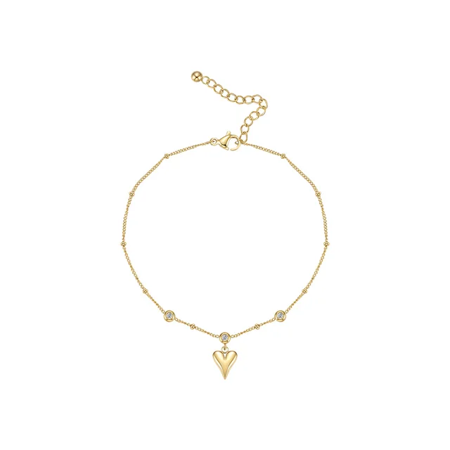 ENFASHION Boho 3D Heart Zircon Anklet Stainless Steel Foot Chain Gold Color Fashion Jewelry 2021 Gifts Bijoux Femme A215004Produ