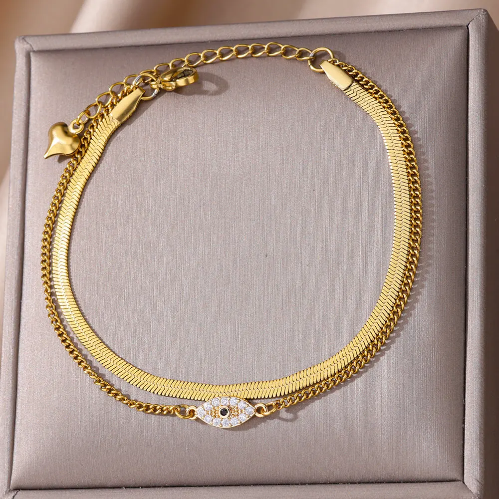Exquisite Stainless Steel Gold Color Anklets For Women Summer Accessories Fruit Cross Style Adjustable Anklets Jewelry Gift New