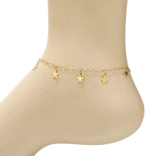 1pcs Stainless Steel Star Waterdrop Cross Moon Anklets Gold Plated Leg Ankle For Women Holidays Beach Foot Jewelry Accessories