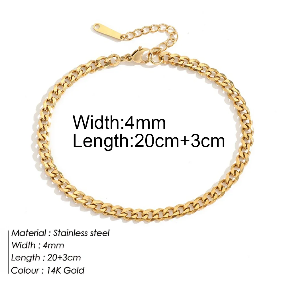 Tiny A-Z Initial Letter Anklets For Women Stainless Steel Alphabet Cuban Link Anklet Birthday Jewelry Summer Gift BFF 2024