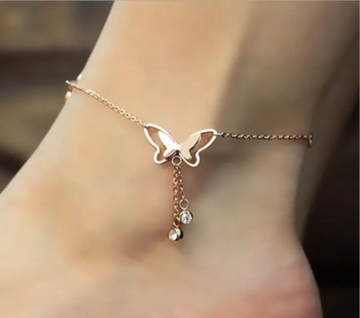 New Product Launch 2020 Fashion New Anklet Simple Wild Simple Adjustable Length Butterfly Crystal Ladies Anklet Gift Wholesale