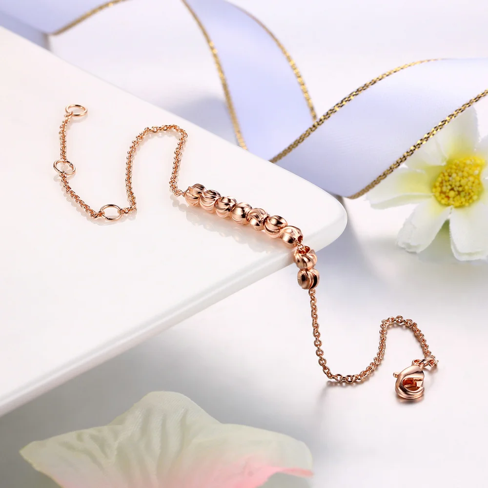 Simple Style Anklets For Women 8 Bead Rose Gold Color/ Silver Color Fashion Brand Vintage Jewelry Anti Allergy DWA020M
