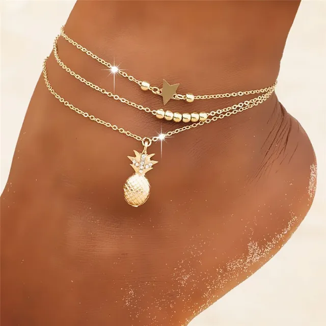 Women Chain Pineapple Pendant Anklet Beaded Fashion Style Jewelry