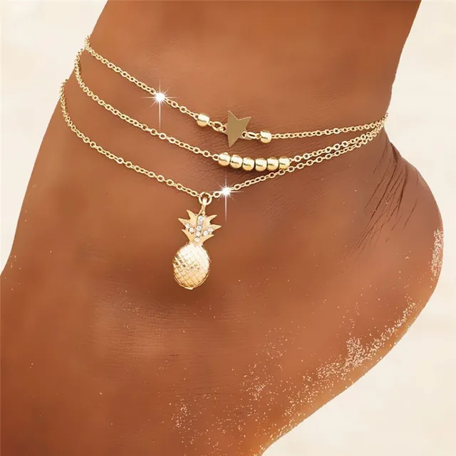 Ankle Chain Pineapple Pendant Anklet Beaded  Summer Beach Foot Jewelry Fashion Style Anklets for Women