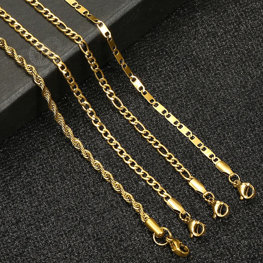 Minimalist Metal Anklets Women Gold Color Stainless Steel Figaro Rope Curb Link Leg Chain Basic Chic Lady Girl Jewelry 10inchPro