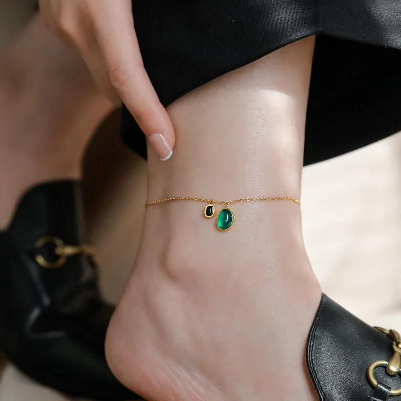 Ladies Vintage irregular pendant stainless steel anklet jewelry