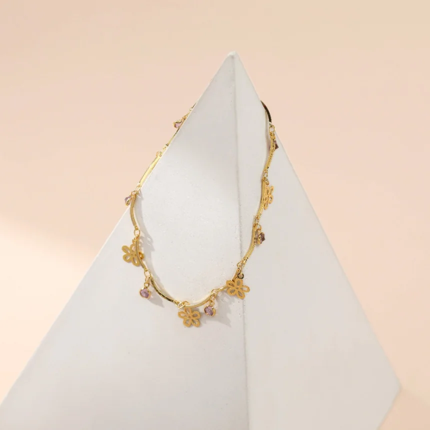 Women Fashion Small Flower Anklet Jewelry Accessories