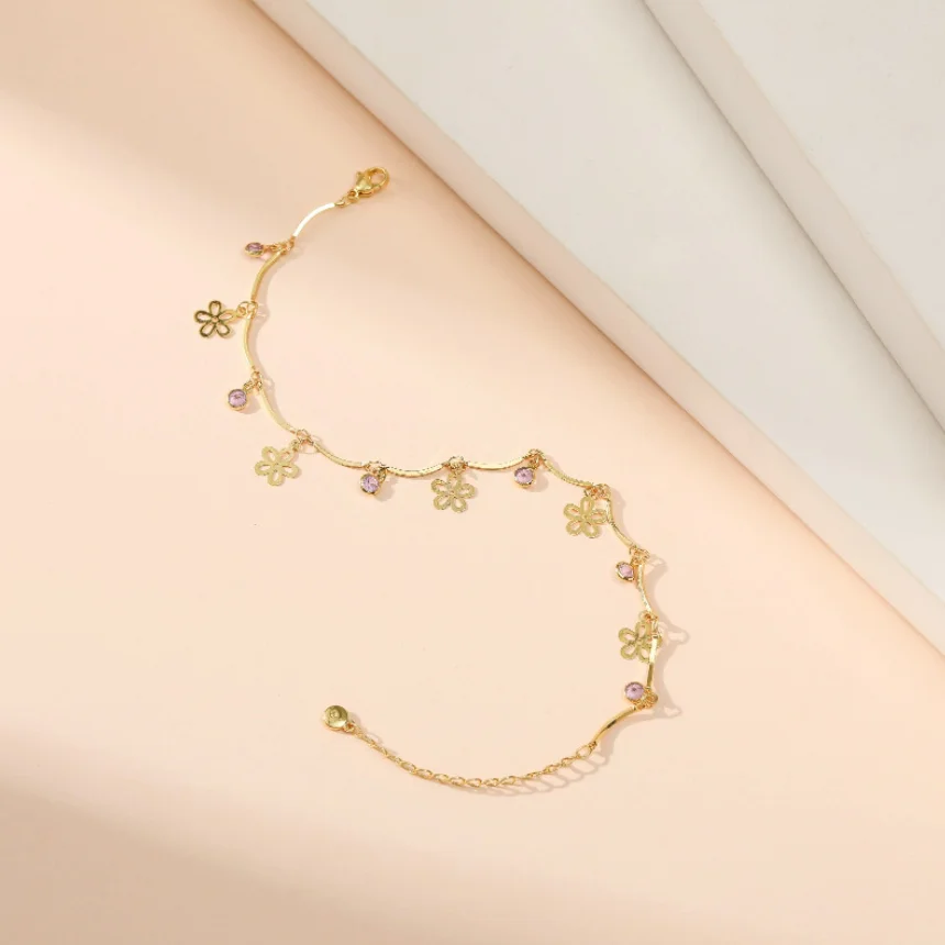 Women Fashion Small Flower Anklet Jewelry Accessories