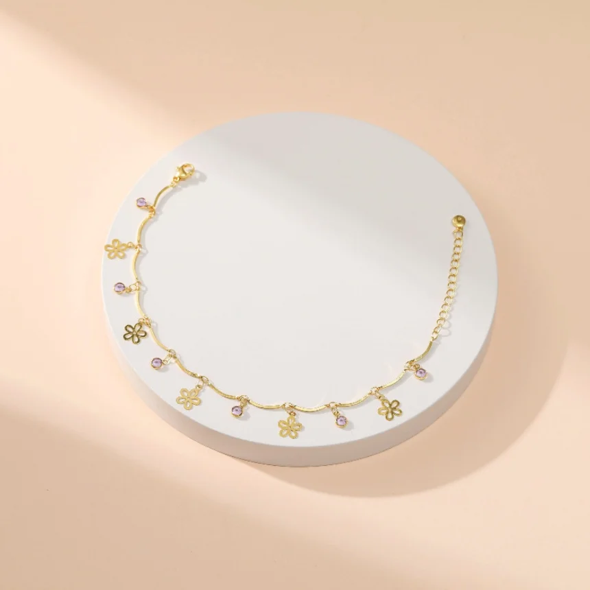 Women Fashion Small Flower Anklet Jewelry Accessories