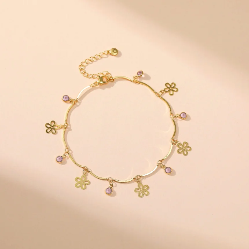 Women Fashion Small Flower Anklet Jewelry Accessories