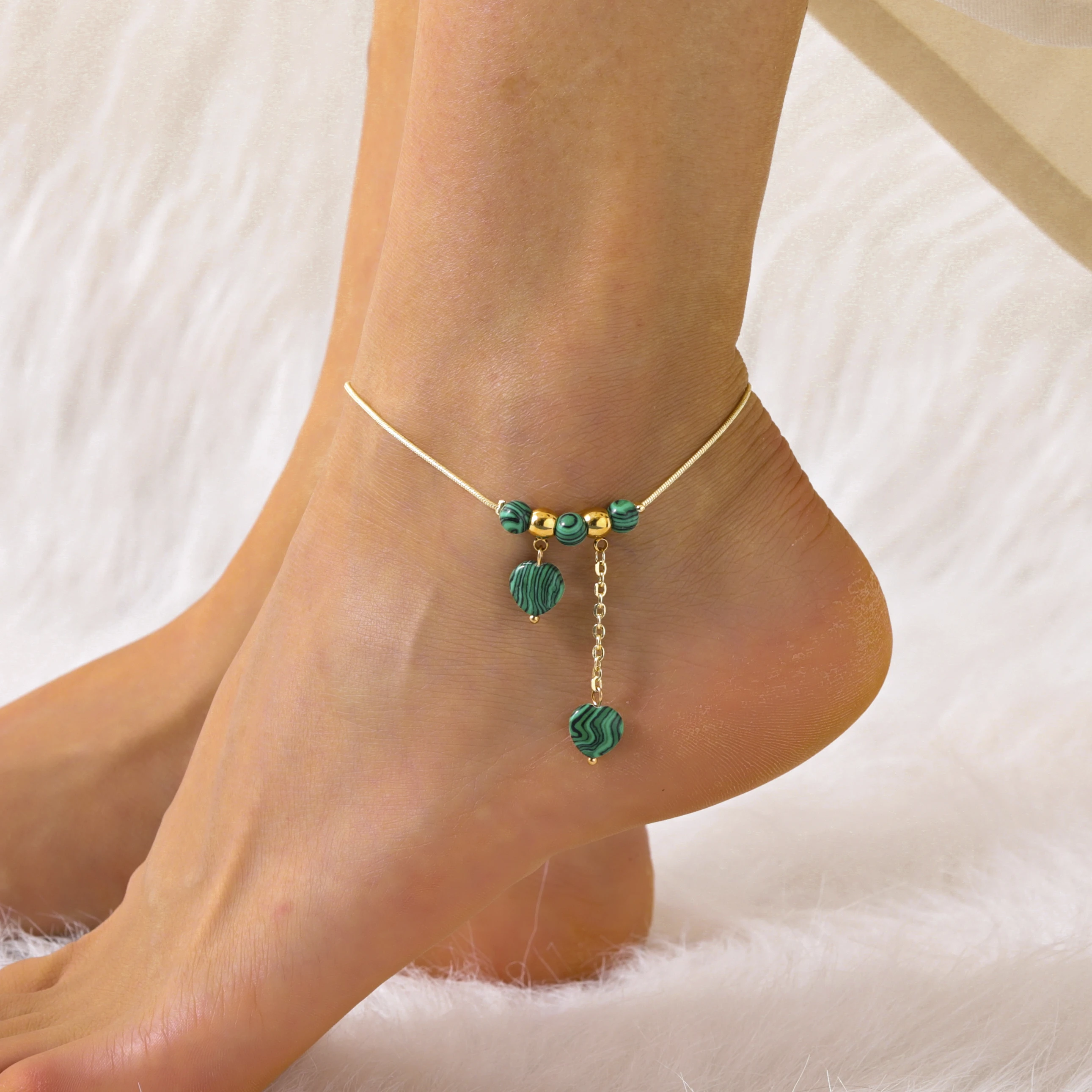 Natural Stone Round Anklet For Women Fashion Trend Ladies Summer Outing Play Ankle Pendant Jewelry Factory Outlet 2022 NewPr