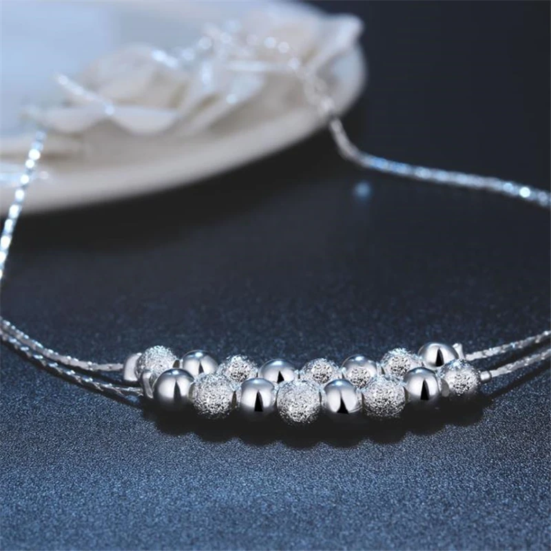 Women Double Layer Ankle Chain Bracelet Beads Fashion Foot Jewelry