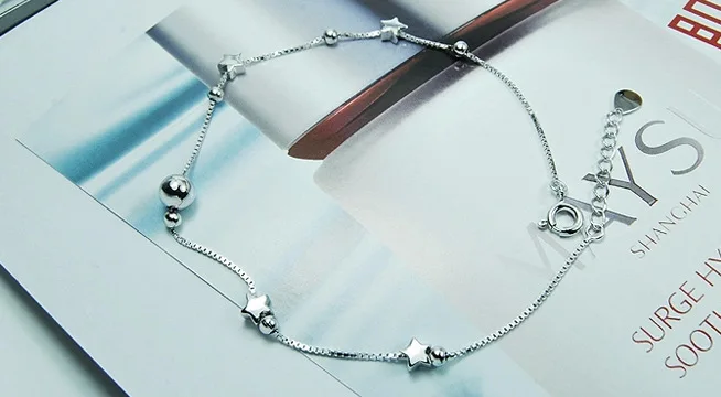 Fashion Star Chain For Women Anklet Hot Sale 925 Sterling Silver Anklets Bracelet For Women Foot Jewelry Anklet On Foot