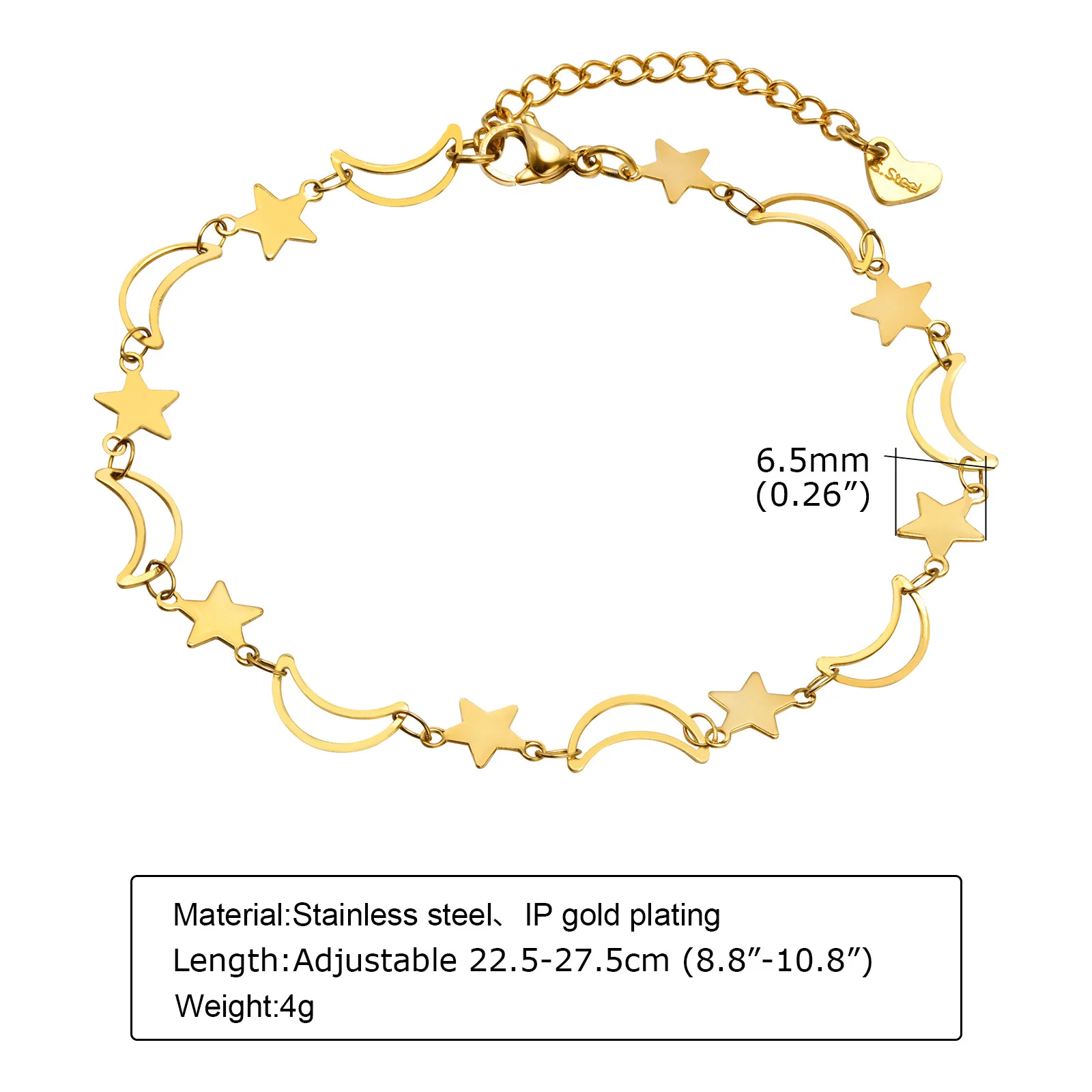 Dainty Hollow Star Moon Anklets Jewelry for Women Girls, Gold Color Stainless Steel Chains Charm Anklet To Daily Beach Holiday