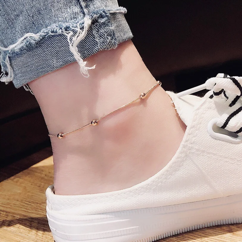 316L Stainless Steel New Fashion Fine Jewelry Minimalism Rose Gold Color  Charm Snake Bone Chain Anklets For Women Tobilleras