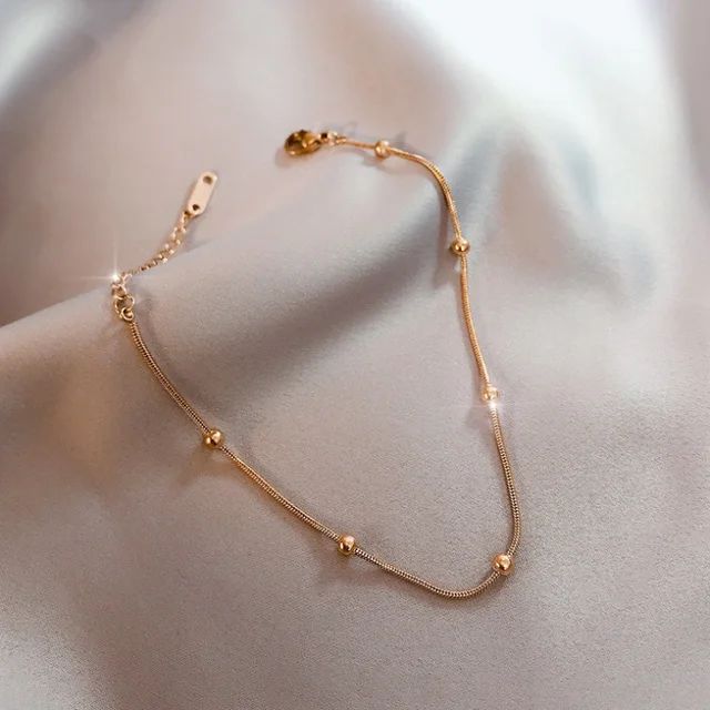 316L Stainless Steel New Fashion Fine Jewelry Minimalism Rose Gold Color  Charm Snake Bone Chain Anklets For Women Tobilleras