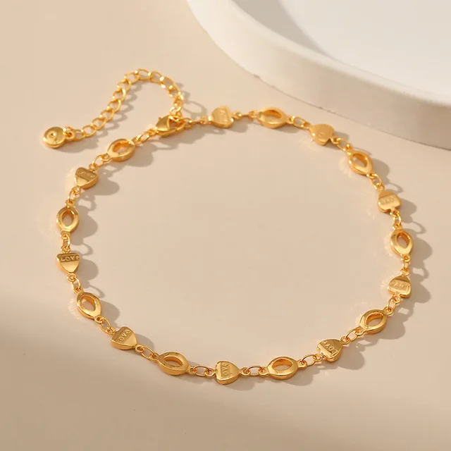 Copper Plated 18K Gold European And American Triangle Accessories Design Metal Texture Senior Sense Anklet Women