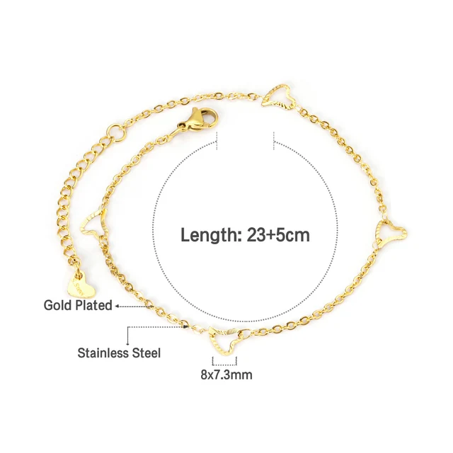 LUXUKISSKIDS Anklets For Woman Stainless Steel Gold Color Bohemia Tassel Anklet Heart Moon Star Cross Charms Leg Bracelets Girls