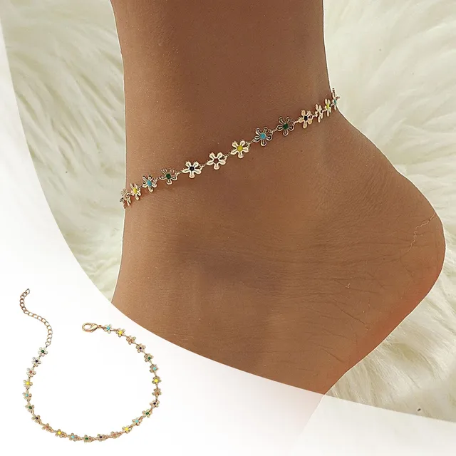 Cute Daisy Flower Anklets For Women Beach Anklet Leg Bracelet Handmade Bohemian Sunflower Floral Foot Chain Boho Sandals Jewelry