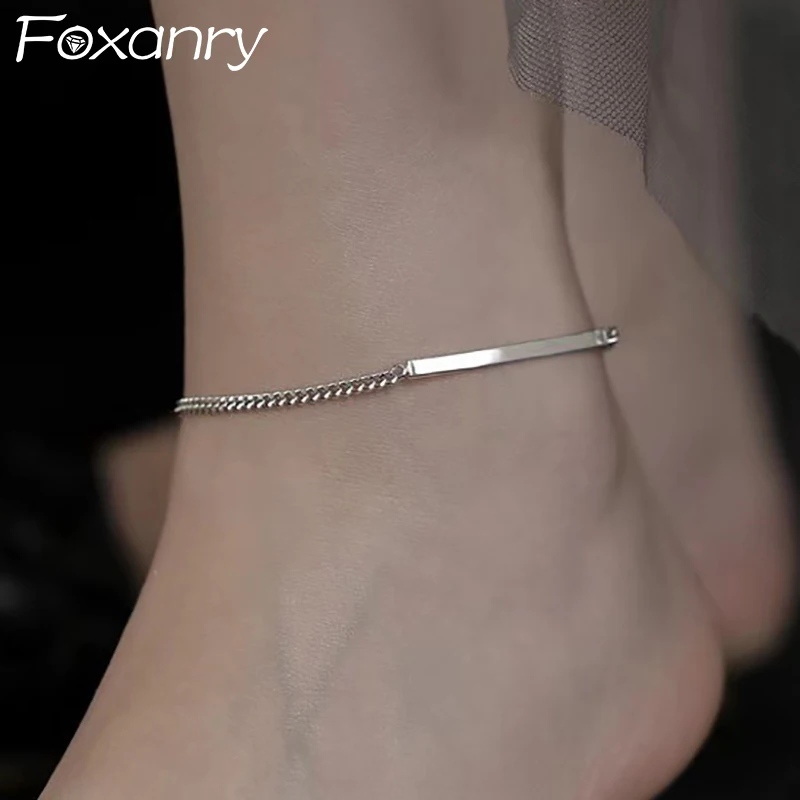 FOXANRY Prevent Allergy Anklet Party Jewelry for Women Couples New Fashion Creative Geometric Handmade Holiday Beach Accessories