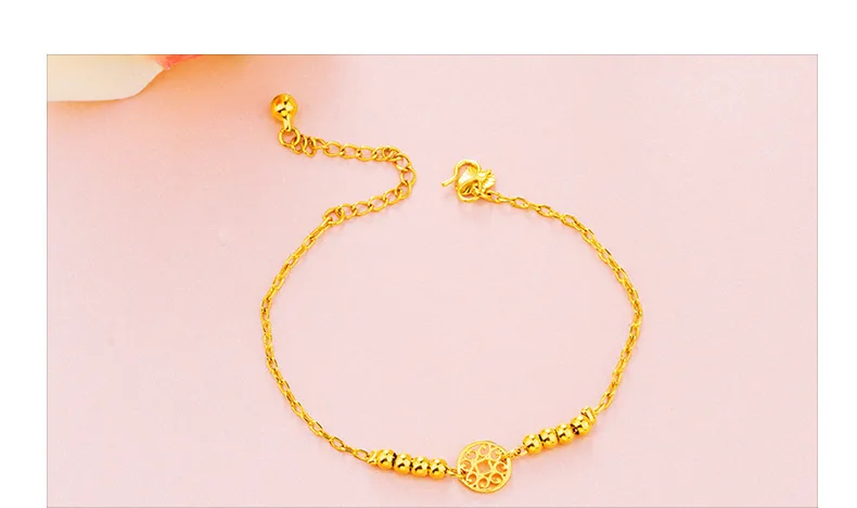 Fine Jewelry Real 18K Gold Hollow Cylinder Anklet for Women Solid 999 Anklet Chain Engagement Birthday Wedding Gifts
