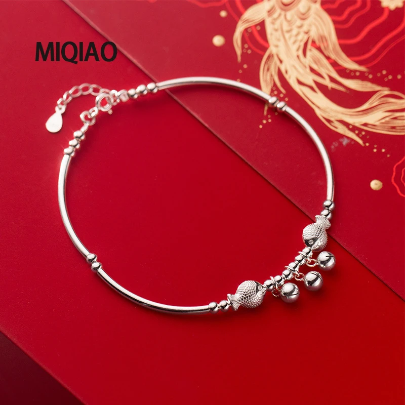 MIQIAO Bracelet On The Leg Fish Anklet Jewelry For Women Gift 925 Sterling Silver Curved Pipe Foot Chain Female Ornament Marine