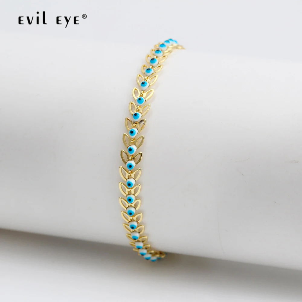 Lucky Eye Drip Oil Turkish Evil Eye Charm Anklet Copper Adjustable Foot Chain Beach Anklet Fashion Jewelry for Women Girls BE484