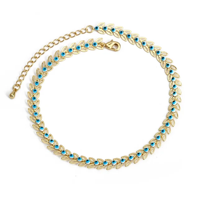 Lucky Eye Drip Oil Turkish Evil Eye Charm Anklet Copper Adjustable Foot Chain Beach Anklet Fashion Jewelry for Women Girls BE484