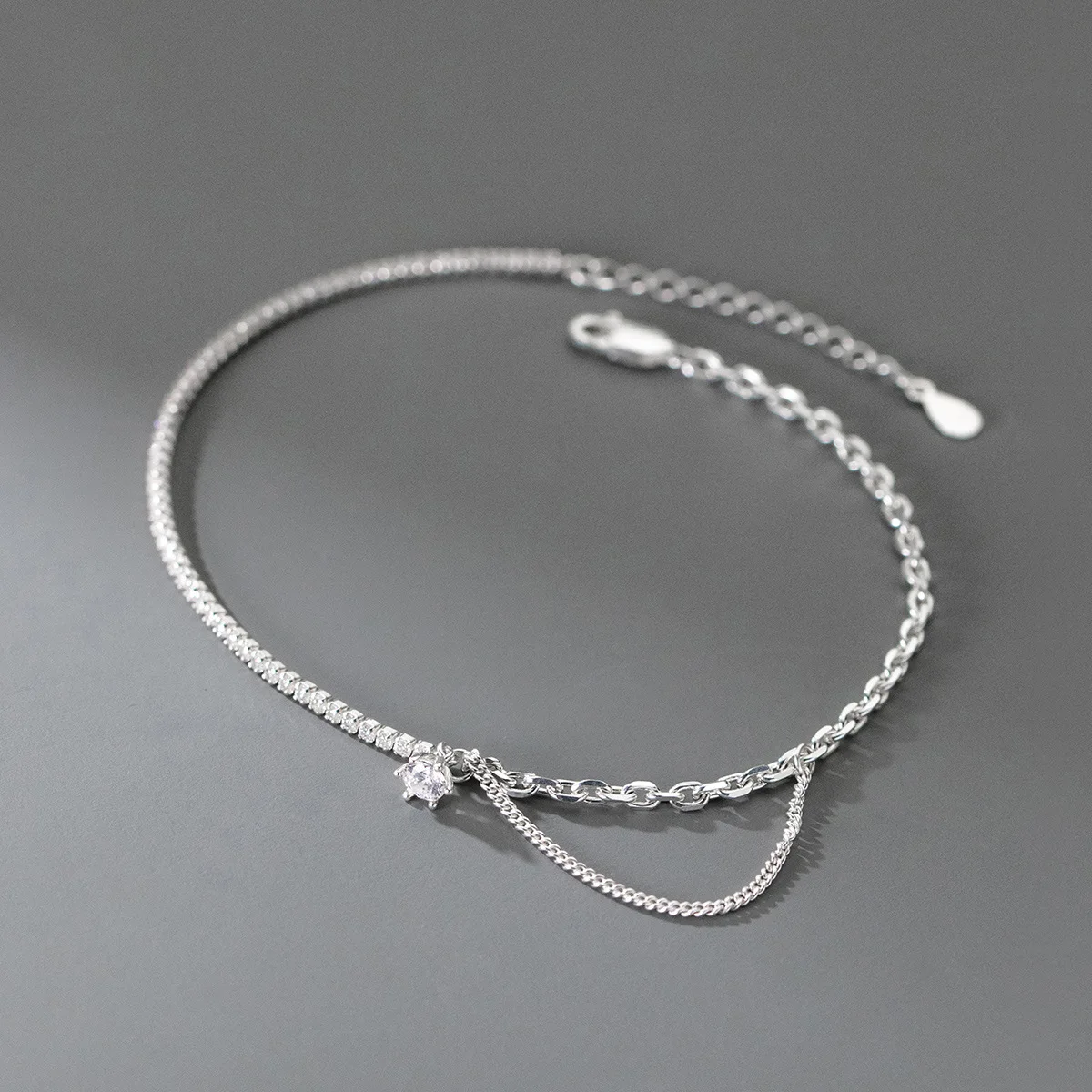 Bracelet On The Leg 925 Sterling Silver Anklets Woman Tennis Chain  Foot Tobillera Beach Accessories Barefoot Silver ankletsProd