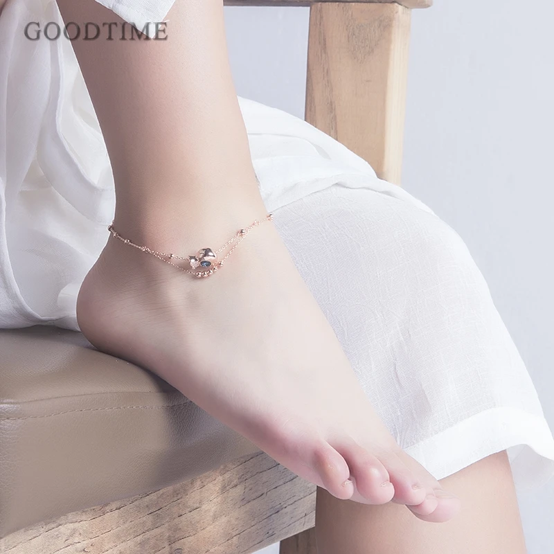 Fashion Pure 925 Sterling Silver Anklet Fish Crystal Anklet Round Beads Anklets For Women Ankle Bracelet Foot Chain Girl Jewelry