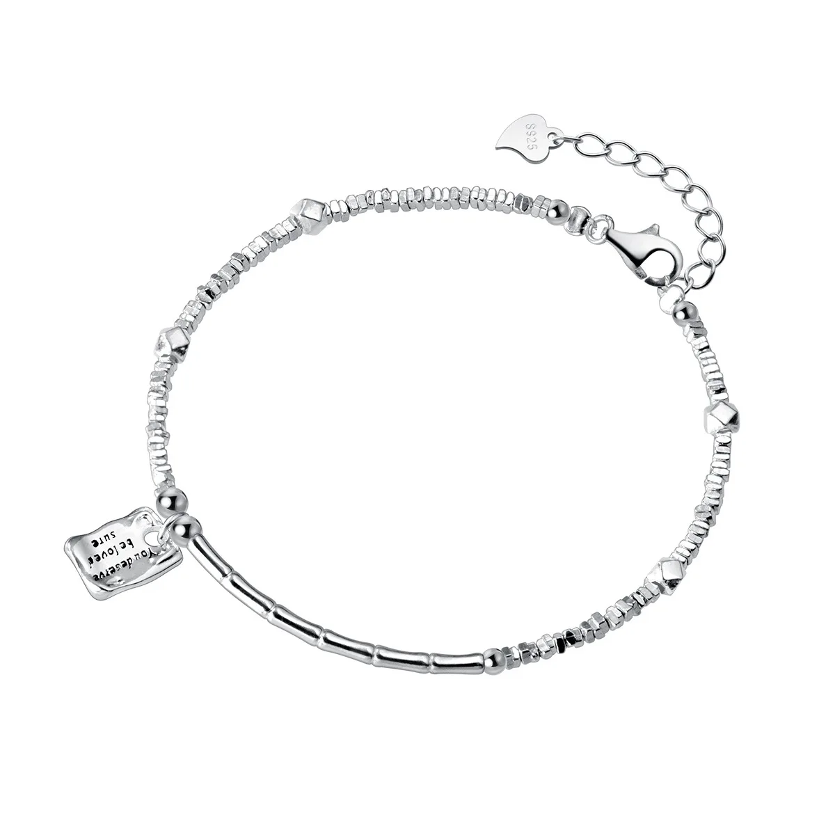 19+4cm Irregular Anklet and Bracelet For Women Silver 925 ID Card Shinny Fine Jewelry