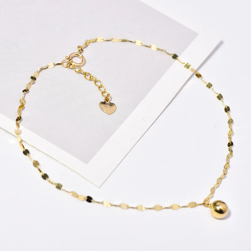 Luxury S925 Sterling Silver Female Leg Bracelet 14K Gold Plated Anklet Bracelets For Women Girls Fine Jewelry Wedding Party Gift