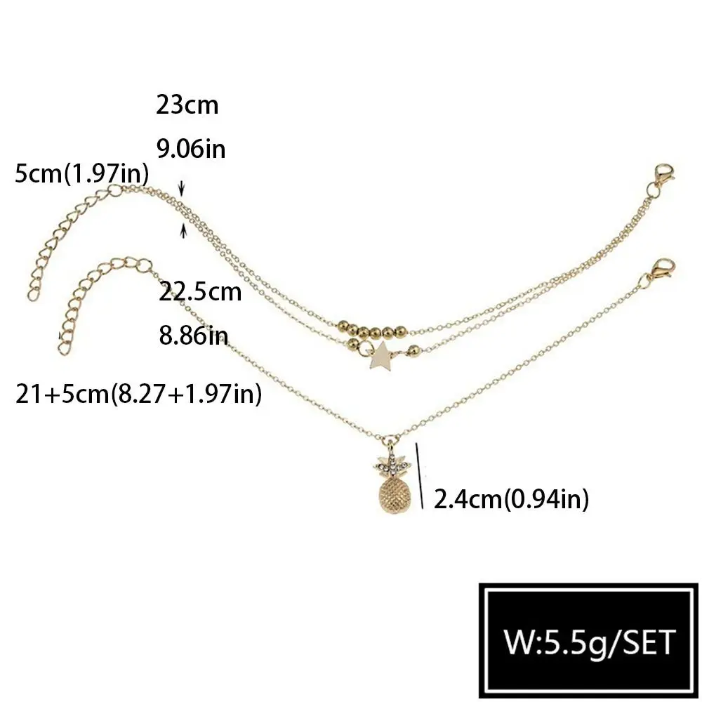 Double-layer Adjustable Foot Chain Bohemian Style Pineapple Star Anklet Creative Retro Temperament Female Jewelry Accessories